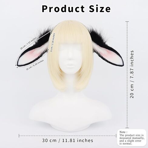 HAOAN Cute Bunny Ears Headband Faux Fur Rabbit Ear Hairhoop Anime Cosplay Costume Accessory in Kuwait