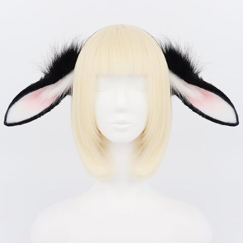HAOAN Cute Bunny Ears Headband Faux Fur Rabbit Ear Hairhoop Anime Cosplay Costume Accessory in Kuwait