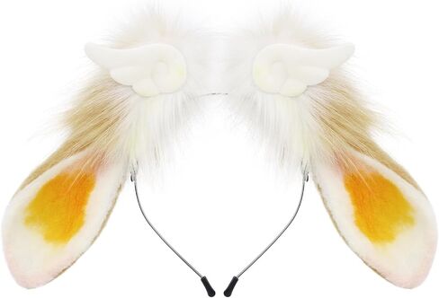 HAOAN Cute Bunny Ears Headband Faux Fur Rabbit Ear Hairhoop Anime Cosplay Costume Accessory in Kuwait