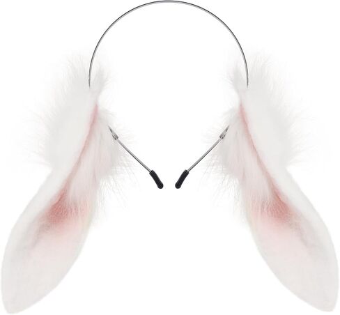HAOAN Cute Bunny Ears Headband Faux Fur Rabbit Ear Hairhoop Anime Cosplay Costume Accessory in Kuwait