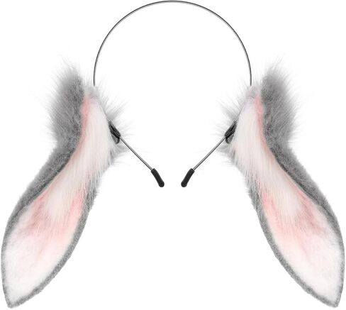 HAOAN Cute Bunny Ears Headband Faux Fur Rabbit Ear Hairhoop Anime Cosplay Costume Accessory in Kuwait