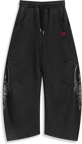 Aelfric Eden Washed Barrel Sweatpants Print Baggy Wide Leg Pants Women Men Casual Vintage Y2K Unisex Graphic Lantern Trouser in Saudi Arabia