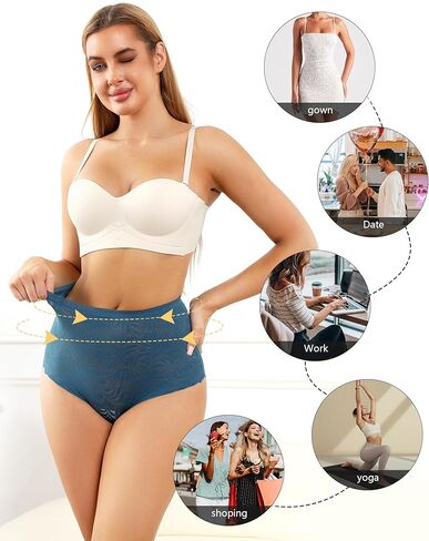 Levao Women's High Waist Lace Underwear, Soft Floral Lace Briefs with Mid-Coverage Panties for Women 4-Pack in Saudi Arabia