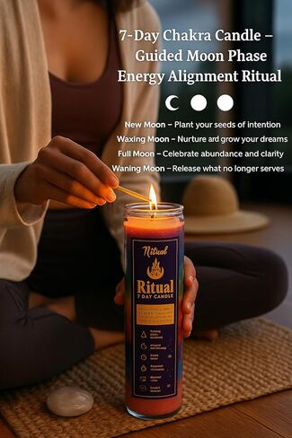 7-Day Chakra Candle – Guided Moon Phase Energy Alignment Ritual Embark on a 7-Day Journey of self-Alignment and Manifestation (Rainbow) in Saudi Arabia
