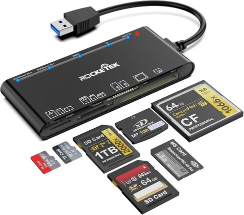 USB 3.0 Multi Card Reader for SD/Micro SD/TF/XD/CF/MS - 7-in-1 Memory Card Reader/Adapter for Windows, Mac, Linux in Kuwait
