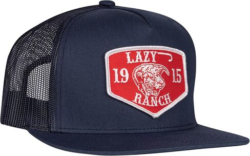 قبعة سائق الشاحنة Lazy J Ranch باللون الأحمر الداكن والكلاسيكي من خمس لوحات - قبعات ريفية للجنسين قابلة للتعديل، قبعة سائق شاحنة كلاسيكية in Kuwait