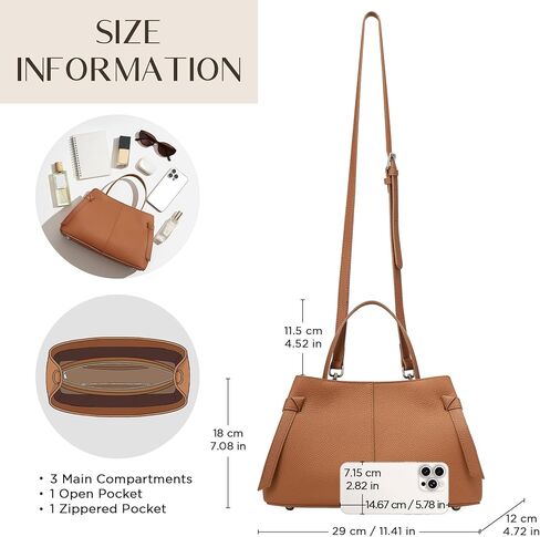 CHUNLI Designer Genuine Leather Crossbody Handbags for Women - Top Handle Satchel Purse - Work Tote Bag with Adjustable Strap in Saudi Arabia
