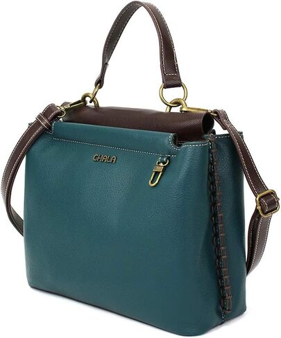 CHALA Charming Satchel with Adjustable Strap - B&W Paw Print - Turquoise in Saudi Arabia