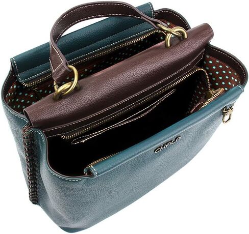 CHALA Charming Satchel with Adjustable Strap - B&W Paw Print - Turquoise in Saudi Arabia