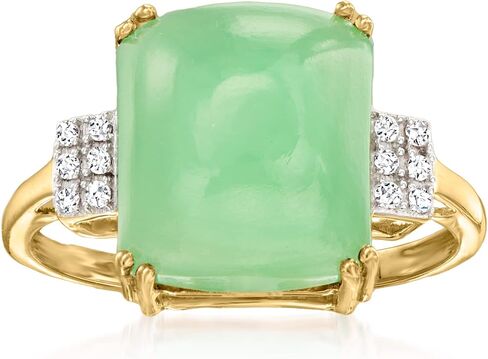 Ross-Simons Jade Ring With Diamonds in 10kt Yellow Gold in Saudi Arabia