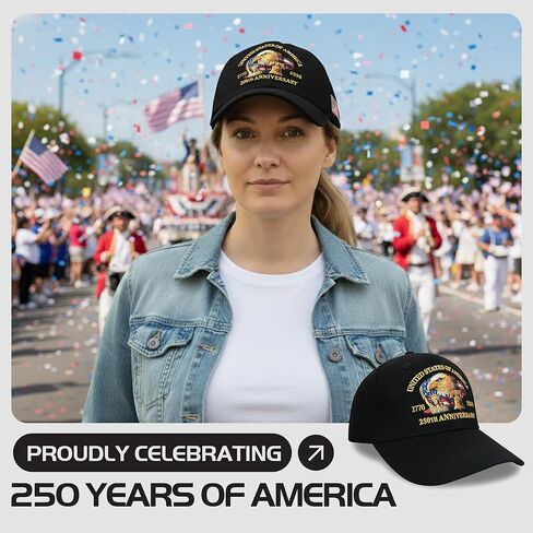 United States 250th Anniversary Hat for Men & Women Adjustable Baseball Cap with Eagle & Flag Design for Patriotic Americans in Saudi Arabia