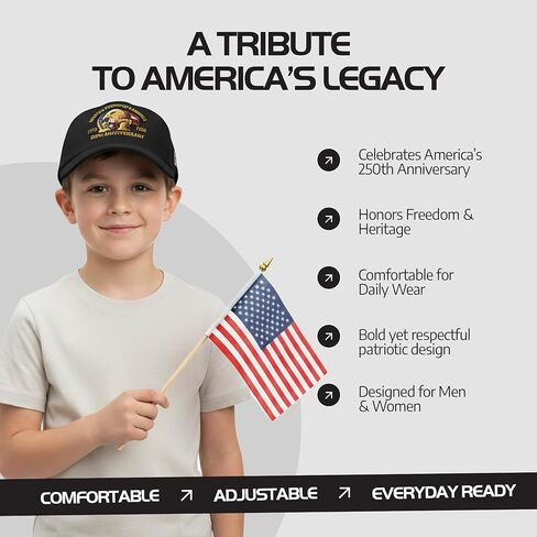 United States 250th Anniversary Hat for Men & Women Adjustable Baseball Cap with Eagle & Flag Design for Patriotic Americans in Saudi Arabia