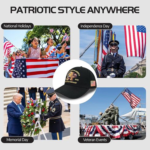 United States 250th Anniversary Hat for Men & Women Adjustable Baseball Cap with Eagle & Flag Design for Patriotic Americans in Saudi Arabia