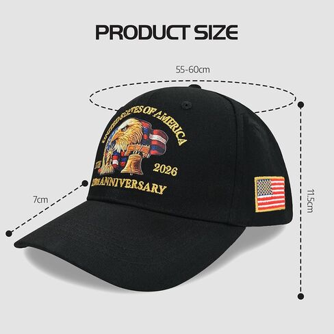 United States 250th Anniversary Hat for Men & Women Adjustable Baseball Cap with Eagle & Flag Design for Patriotic Americans in Saudi Arabia