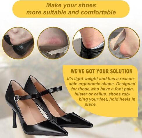 Heel Cushion Pads & Shoe Inserts for Men Women - 2 Pairs Non-Slip Grips | Fillers for Loose/Big/Casual/Leather Shoes, Blister Prevention & Comfort Fit | Heel Protectors (Beige+Black) in Saudi Arabia