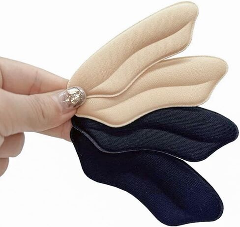 Heel Cushion Pads & Shoe Inserts for Men Women - 2 Pairs Non-Slip Grips | Fillers for Loose/Big/Casual/Leather Shoes, Blister Prevention & Comfort Fit | Heel Protectors (Beige+Black) in Saudi Arabia