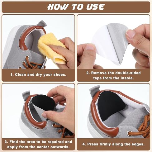 4 Pairs Shoe Patches for Holes, Shoe Heel Repair Patch Shoes Hole Repair Inserts Self-Adhesive Inside Heels Liners Patches Heel Cushion Inserts Patch for Sneaker Leather Shoes High Heels for Women Men in Saudi Arabia