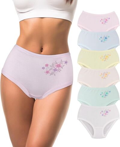 SO-EN Women's Essential Semipanty Cotton Blend Underwear, Assorted color, Pack of 6. (SMPZ6-1257) in Saudi Arabia