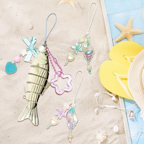 3 Pcs Fish and Shell Keychain Set Realistic Fishing Theme Acrylic Keychains for Men Women Bag Purse Charms Gifts in Kuwait