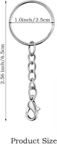 50pcs Silvery Bulk Keychain Accessories Set for Craft Making, Includes 50pcs 1-Inch Split Key Rings with Chain Links, Lobster Clasps, in Saudi Arabia