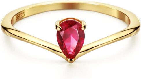 Michooyel 18K Gold Ruby Rings Simple Pear Cut Solitaire Rings Promise Ring in Saudi Arabia