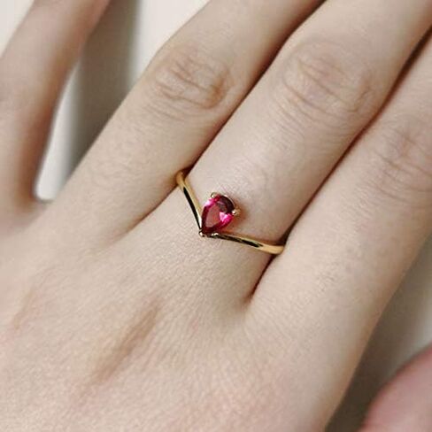 Michooyel 18K Gold Ruby Rings Simple Pear Cut Solitaire Rings Promise Ring in Saudi Arabia