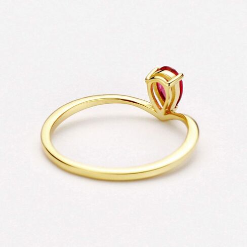 Michooyel 18K Gold Ruby Rings Simple Pear Cut Solitaire Rings Promise Ring in Saudi Arabia