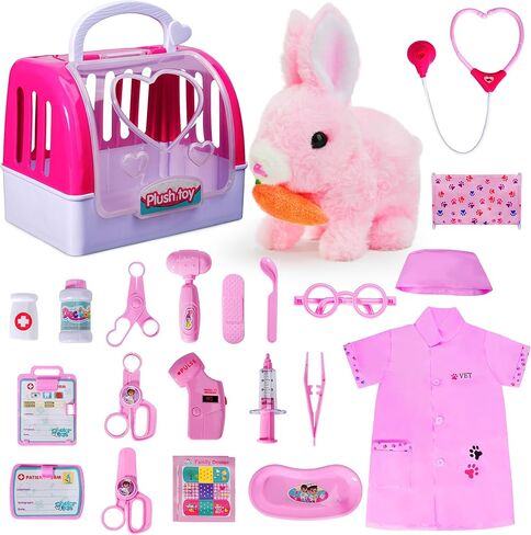 مجموعة Doctor for Girls -مجموعات اللعب للأطفال ، تظاهر Doctor Doctor مع Pet Cage و Bunny Toy ، Doctor Play Gift for Kids Choilers Ages 3 4 5 6 Age in Kuwait