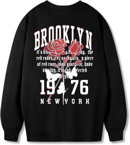 Men's Letter Graphic Print Sweatshirt Long Sleeve Crewneck Drop Shoulder Pullover Tops in Saudi Arabia