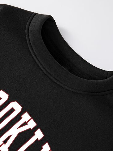 Men's Letter Graphic Print Sweatshirt Long Sleeve Crewneck Drop Shoulder Pullover Tops in Saudi Arabia