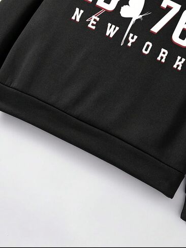 Men's Letter Graphic Print Sweatshirt Long Sleeve Crewneck Drop Shoulder Pullover Tops in Saudi Arabia