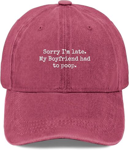 Sorry Im Late My Boyfriends Had to Poop Hats for Women Cool Washed Distressed in Saudi Arabia