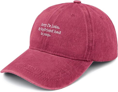 Sorry Im Late My Boyfriends Had to Poop Hats for Women Cool Washed Distressed in Saudi Arabia