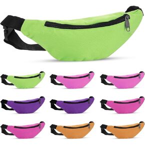 10 Pieces Fanny Packs Nylon Waist Bag Zipper Travel Running Bag with Adjustable Strap for Women Men (Nylon, Neon Colors) in Kuwait
