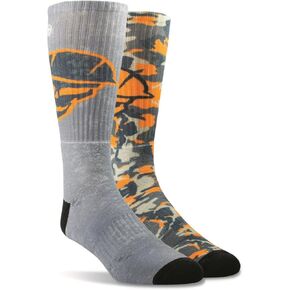 Ariat Graphic Crew Socks, 2 Pairs Roughneck Grey/Work Orange MEDIUM in Saudi Arabia