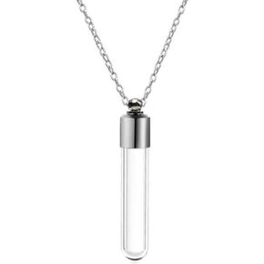 Glass Bottle Necklace with Chain Portable Fillable Wishing Bottle Transparent Glass Perfume Vial Pendant(1) in Kuwait