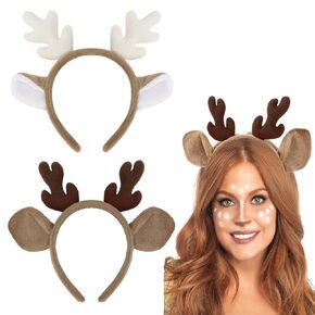 2 Pack Antler Headband Halloween Christmas Headbands for Women Christmas Reindeer Antlers Hairband in Saudi Arabia