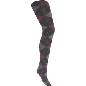 London Argyle Patterned Ladies Tights - Medium - Black, Wine, Plum in Kuwait