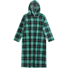 Esenchel Women's Plaid Hooded Nightgown Cotton Flannel Nightshirt in Kuwait