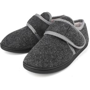 شبشب رجالي من قماش تيري يسمح بالتهوية في الأماكن المغلقة/الخارجية، أحذية منزلية شتوية دافئة غامضة ومريحة من إسفنج الذاكرة وذمة السكري منتفخة ومريحة وقابلة للتعديل ومغلقة من الخلف in Kuwait