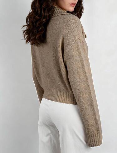 Watashi Sweater Cardigan for Women Casual Button Up Long Sleeve Knit Open Front Collared Sweaters Jackets Fall Crop Tops in Saudi Arabia