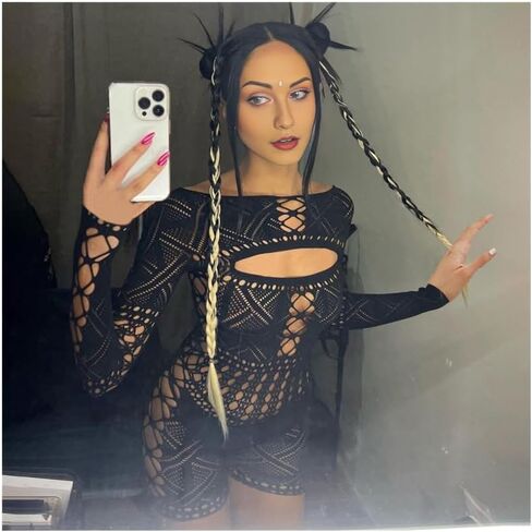 Sexy Club Outfits for Women Mesh Hollow Out One Piece Jumpsuit Romper Bodycon Lingerie Fishnet Bodysuit Clubwear Night Out in Saudi Arabia