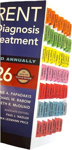 Book Tabs for Current Medical Diagnosis & Treatment 2025. Laminated, Color-Coded and Repositionable for CMDT 2025 (Book not Included) in Kuwait