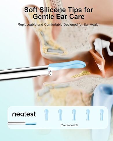 Ear Wax Removal- Earwax Remover Tool with 1296P HD Camera, Ear Canal Cleaner with 6 LED Lights 8 Different Rechargeable Ear Cleaning Kit, Smart Ear Camera for iOS & Android (White) in Saudi Arabia