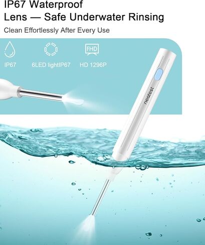 Ear Wax Removal- Earwax Remover Tool with 1296P HD Camera, Ear Canal Cleaner with 6 LED Lights 8 Different Rechargeable Ear Cleaning Kit, Smart Ear Camera for iOS & Android (White) in Saudi Arabia