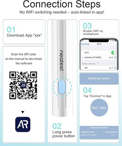 Ear Wax Removal- Earwax Remover Tool with 1296P HD Camera, Ear Canal Cleaner with 6 LED Lights 8 Different Rechargeable Ear Cleaning Kit, Smart Ear Camera for iOS & Android (White) in Saudi Arabia
