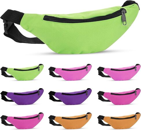 10 Pieces Fanny Packs Nylon Waist Bag Zipper Travel Running Bag with Adjustable Strap for Women Men (Nylon, Neon Colors) in Kuwait