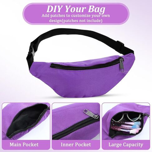 10 Pieces Fanny Packs Nylon Waist Bag Zipper Travel Running Bag with Adjustable Strap for Women Men (Nylon, Neon Colors) in Kuwait
