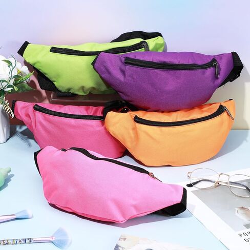 10 Pieces Fanny Packs Nylon Waist Bag Zipper Travel Running Bag with Adjustable Strap for Women Men (Nylon, Neon Colors) in Kuwait