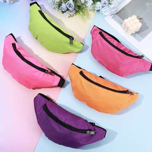 10 Pieces Fanny Packs Nylon Waist Bag Zipper Travel Running Bag with Adjustable Strap for Women Men (Nylon, Neon Colors) in Kuwait